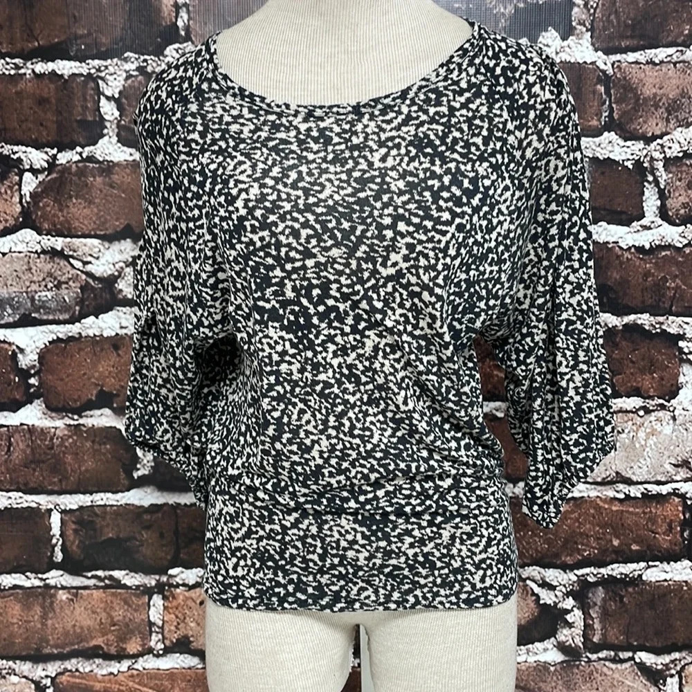 Michael Kors Blouse Top Animal Cheetah Print Round Neck Puff Sleeve Size XS